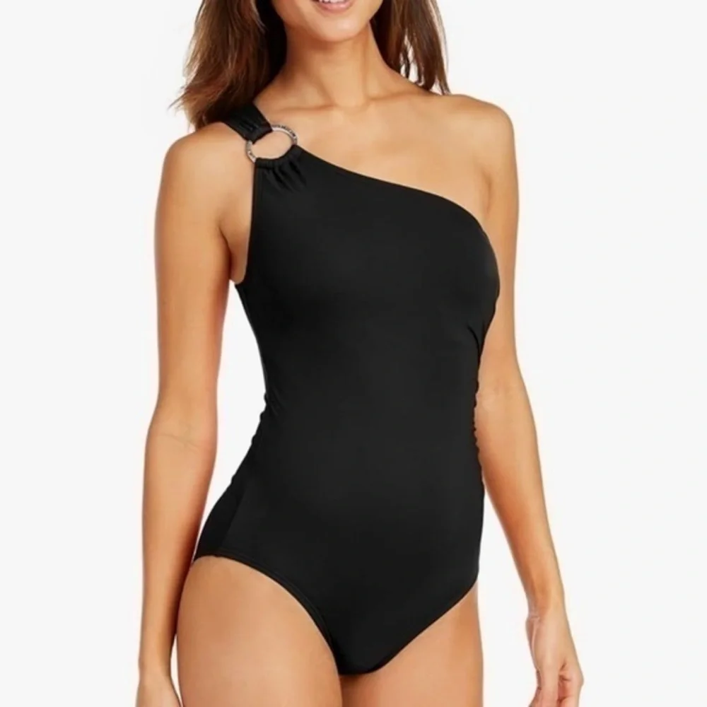NWT Michael Kors Women's Solid Logo Ring Shoulder One Piece size 8